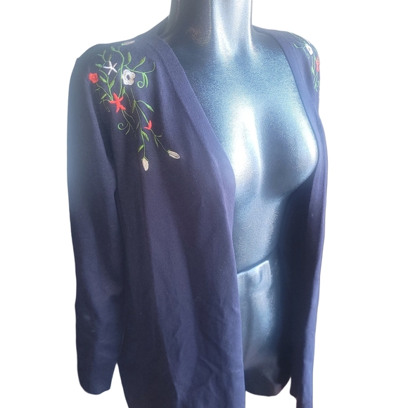 Esperanza Embroidered Navy Open Cardigan S - Picture 3 of 7